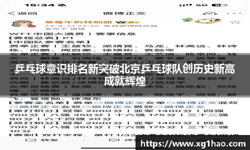 乒乓球意识排名新突破北京乒乓球队创历史新高成就辉煌